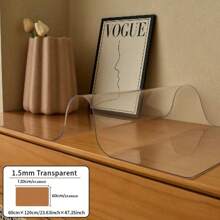 1pc Vinyl Table Mat Protector, 1.5mm Thick, Semi-Transparent, Stain-Resistant, Waterproof, Solid Color, Non-Textile, For Dining, Coffee Tables, Desks - Thanksgiving Decor
