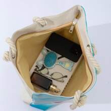 New Fashion Print Shoulder Bag, Casual Beach, Student, Shopping, Holiday Essential, Spacious