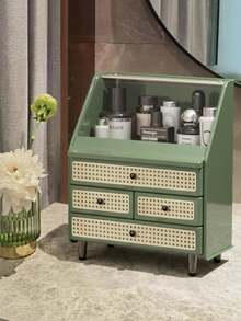 French Vintage Drawer Style Cosmetic Storage Box, Dust-Proof Desktop High-End Large Capacity Multi-Functional Skincare And Jewelry Organizer - Multicolor - View 12