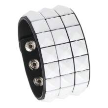1pc Punk Style Multicolor Square Rivet Bracelet, Fashion Bangle For Men And Women, Street Casual, Club, Halloween, Simple Design To Showcase Unique Personalized