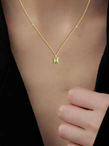 Colar com pedra de nascimento em prata esterlina S925, banhado a ouro 14K, verde esmeralda, maio, junho, julho, zircônia cúbica, pingente para meses de nascimento, presentes de aniversário para mulheres e meninas, joias