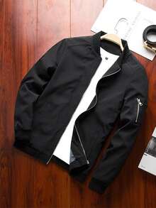 SANOPY Men's Zipper Long Sleeve Slim Fit Lightweight Sports Jacket Casual Windproof Outdoor Jacket - 黑色1 - 查看 4
