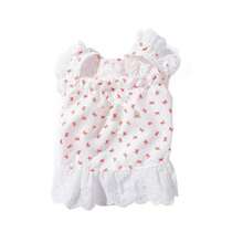 Vestido de Cachorro com Manga Curta, Decoração de Laço, Respirável, Nova Coleção Primavera/Verão, Fino, Macio e Confortável, Adequado para Cães Pequenos e Médios - Rosa chiclete - Visão 2