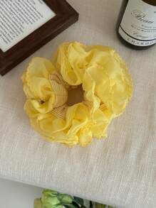 Women's Solid Color 4-Layer Ruched Scrunchie, Soft & Elegant Hair Ring, Hair Tie Scrunchies