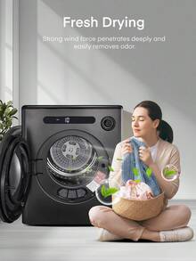 Portable Clothes Dryer 4KG, Mini Laundry Dyer With 6 Drying Modes, Smart Sensing, Digital Display, Stainless Steel Tub - UK Plug(220-240V) - View 3