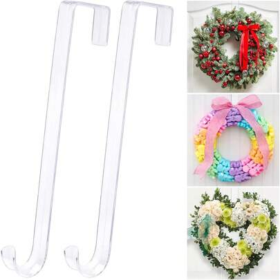 Door Hook, 15-Inch-Wide Transparent Long Hook, Made Of Acrylic, Suitable For Hanging Autumn And Halloween Decorations, Valentine's Day Decorations, Indoor And Outdoor Home Decorations, Slender Clothes Hanger Storage Bags Suitable For Home Use, Easy To Install And Adjust, Christmas Gifts, Valentine's Day Gifts