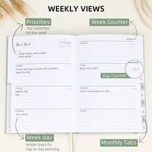 2025-2026 学年周计划和月计划日历，2025 年 7 月 - 2026 年 6 月，亚麻精装，带标签的待办事项列表笔记本，松紧带，美观，非常适合办公室、家庭学校用品、学校用品、返校 - 查看 4