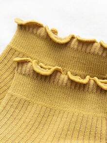 4 Pairs Assorted Plain Sweet Ruffle Trim Ladies Socks, Cute Fashion Simple Personalized Women Ankle Socks Christmas Gift - Multicolor - View 4