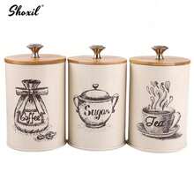 shoxil 3pcs Coffee, Sugar, Tea Canister Set With Airtight Bamboo Lids, Metal Leak-Proof Jars, Space-Saving Airtight Storage Containers, Vintage Kitchen Food Storage - Canister Set - View 12