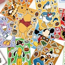 Disney 8PCS Original Cartoon Face Swap Stickers - Waterproof PVC Decals For Phone Case & Skateboard Decor (Disney-Inspired Non-Infringement Design), School Supplies,Back To School