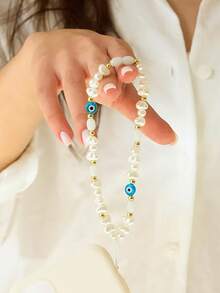 1pc Beaded Devil's Eye Lanyard Strap, Versatile For CCD Camera, Bag Decor, Mobile Phone Charm - Multicolor - View 3