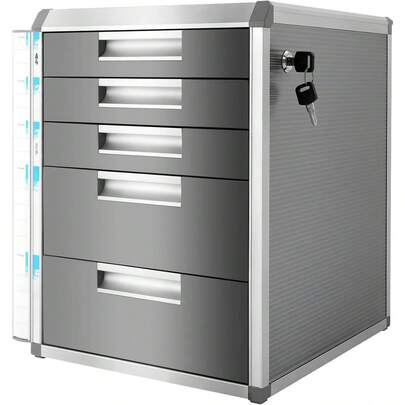 HOHOBLA File Organizer Storage Box 13.78*12.4*15.94in Lockable Document Storage Box Portable File Box With Recessed Handles And Keys, Aluminum Alloy File Box For Store Papers Documents