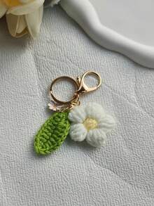 1 件手工精致泡芙小白花绿叶钥匙扣钥匙扣，花卉叶子图案，休闲可爱优雅，适合派对街头通勤旅行，情侣包吊坠汽车家居钥匙扣，春夏秋冬汽车配件包饰学院哥特 Y2k - 彩色 - 查看 6