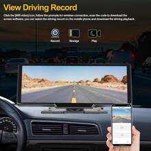 9.3inch Portable Car Screen With Wireless Apple Carplay Android Auto Mirror Link Dash Cam Front And Rear Reversing Monitor 1080P Backup Camera Split Screen/DVR Loop Recording/Voice Control/Bluetooth