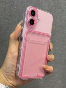 1 pieza Funda de teléfono de TPU con ranura para tarjeta, color caramelo lindo y transparente, con cordón corto para iPhone 17 Air 16 15 14 13 12 11 Pro Max