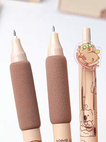 Zestaw 6 długopisów żelowych Capybara, 0,5 mm czarny tusz, cienkie końcówki do pisania, artykuły biurowe i szkolne dla dziewcząt, chłopców i nastolatków, powrót do szkoły