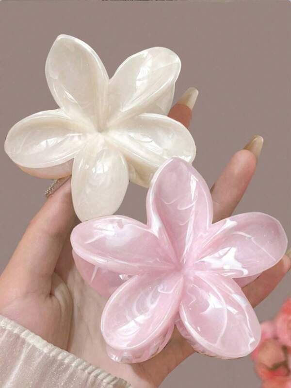 2pcs Elegant Acrylic Ombre Large Flower Hair Claw Clips, Chic Updos Accessories For Women, Suitable For Daily Outing, Travel, Vacation Summer Hair Jaw Clip Hair Clamps Hair Clutch Hair Catcher Clip