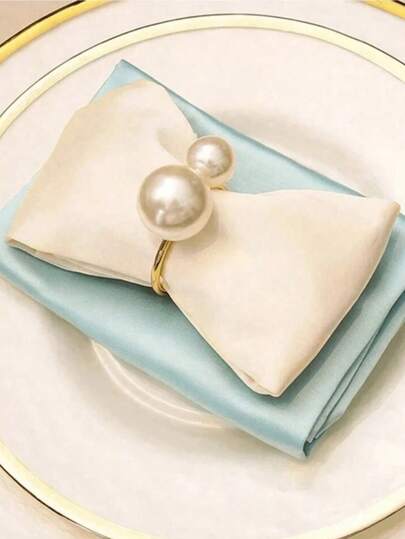 1/2/6/10 piezas Anillos para servilletas de perla artificial de metal, portaservilletas dorados, clips para servilletas de mesa para bodas, fiestas, reuniones en el hogar, decoración de vajilla, adecuado para el Día de la Madre, temporada de bodas, temporada de graduación, regalos para familiares y amigos