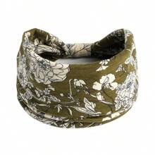 1 Stück Bohemian Stil Frauen Blumen-Muster verdrehtes elastisches Stirnband, breites dehnbares rutschfestes Haartuch für Damen Yoga Make-up Workout, für alle Jahreszeiten, Polyester Faser Turban Stirnband