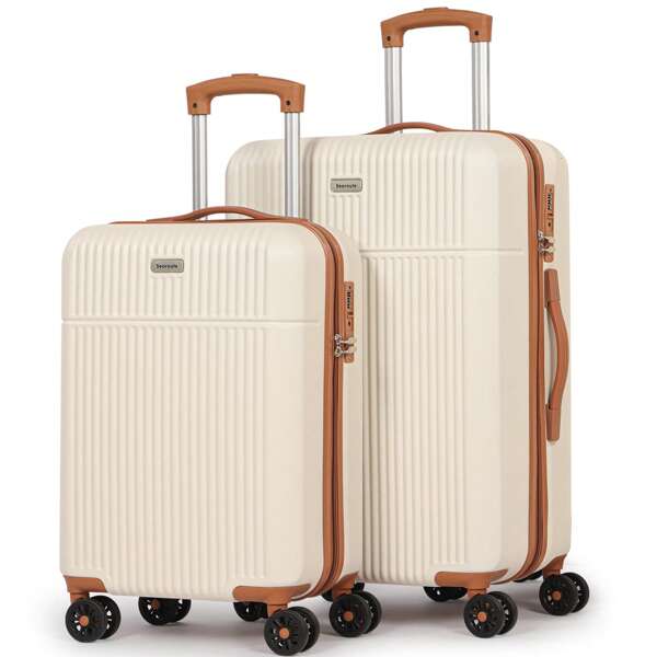 Luggage Sets Suitcase Carry On Hand Cabin ABS Hard Shell 4 Double Spinning Wheels TSA Lock Small/Medium Luggage Suitcase - 2 Piece Set (20"/24")