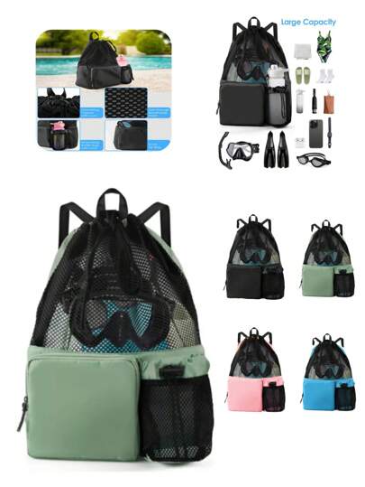 Outdoor Swimming Backpack, Beach Drawstring Bag, Separate Shoes Compartment, Suitable For Gym, Yoga, Beach, Travel, Beach Bag, Drawstring Backpack, Swimming Bag