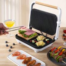 Machine à petit-déjeuner automatique - Grill et poêle électriques multifonctionnels, chauffage et grillage de steak, non détachable, forme carrée, matériau bakélite, chauffage double face, prise standard européenne, alimentation 1100W-1300W, appareil de cuisson pour le petit-déjeuner | Grill carré | Prise standard européenne