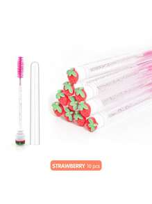 Cepillo de pestañas en forma de tubo con diseño de frutas de dibujos animados, cepillo de pestañas de cristal portátil y redondo para el peinado de pestañas