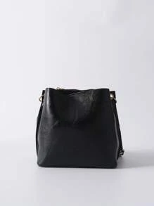 Bolso de cubo de unicolor con textura de moda de verano, bolso de hombro versátil retro de mujer, regalo de Navidad de invierno