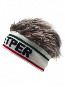 1pc Men Women Spiked Fake Hair Cycling Sport Hat Comfortable Knit Funny Hip Hop Dance Party Short Melon Wig Skull Beanie Hat - Multicolor - View 16