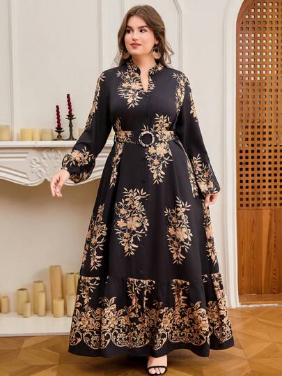 DEARCASE Vestito elegante con ricami floreali, taglia comoda