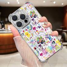 [With Lens Protection] 1 Pc Cartoon Icon Pattern Airbag Drop Protection Case With Airbag Drop Protection On All Corners For All Apple Phone Models For Apple 11/12/13/14/15/16/Pro/Plus/Pro Max/16e /S22/S23/S24/S22+23+24+/ULTA/FE Phone Cases