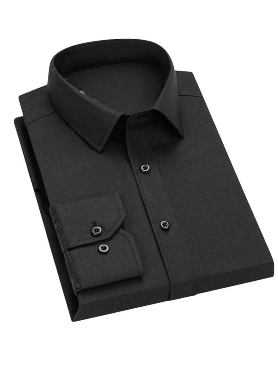 Men's Slim Fit Shirt In Mitong Fabric - Comfort And Style - 黑色 - 查看 1
