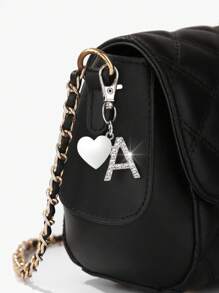 1pc Fashionable European American Luxury Heart Hollow English Letter Shaped Key Chain Pendant, Studded With Rhinestones, Suitable For Women Car Key, Bag Decor, Birthday Gift