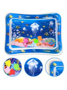 1 pieza Cojín sensorial inflable con forma de medusa, Esterilla de agua de alta gama para posición prona, Alfombra de juegos con animales marinos, Adecuada para juegos al aire libre, Regalo de juguete sensorial inflable - Multicolor - Ver 9