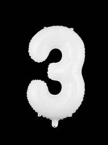 1个32英寸白色数字铝箔气球，适用于一周岁生日派对、周年纪念、节日、服装道具 - 白色 - 查看 11