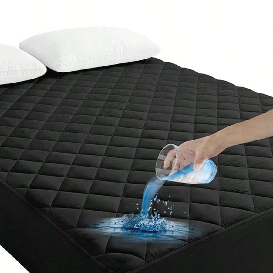 1 Pieza Cubre Colchón Impermeable de 3Capas(Sin Funda de Alohada)Protección Completa Transpirable,Antideslizante y Fácil de Lavar Ideal para Hogares y Alojamientos para Colchón Individual Matrimonial Queen King,Color Negro