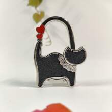 1pc Cute Cat Design Foldable Handbag Hook - Chic Aluminum Alloy Purse Table Hook With Shiny Rhinestone Accent, A Gift For Cat Lovers,Portable Metal Bag Holder For Stylish Accessory Lovers,Schoolbag Backpack Handbag Accessories,Christmas Gift