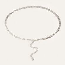 水钻腰链，女士装饰连衣裙，搭配婚礼配饰，水钻镶嵌链条水晶细腰带，适合节日礼物。夏季，秋季，秋季，万圣节 - 銀色 - 查看 3