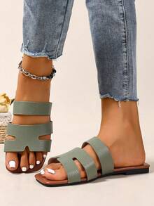 Sandalias tipo slide con múltiples correas, de estilo elegante - Nuevo Modelo 2025 para una moda sin esfuerzo - Verde - Ver 5