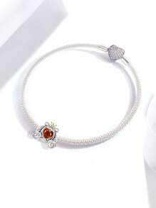 1 PIEZA 925 Plata de ley corona con diseño de vid de amor y calabaza para ajustar a brazaletes y pulseras mujer, accesorio de joyería DIY y decoración para combinar con atuendos diarios, decoración para niñas