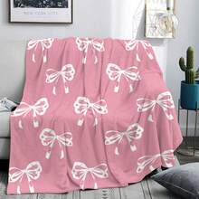 Coquette Pink Bow Blanket - Soft, Collegiate Chic Flannel, Ideal For Dorm Room, Spring Decor, Girly Gift - Pink - View 6