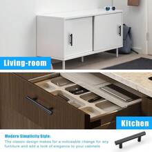 10 Pack 3-3/4 Inch Black Kitchen Cabinet Handles Dresser Pulls, Drawer Pulls Bathroom Handles, Closet Handles 3-3/4" - Black - View 2