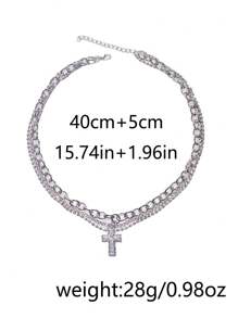 1 pièce Collier ras-du-cou avec charm croix strass