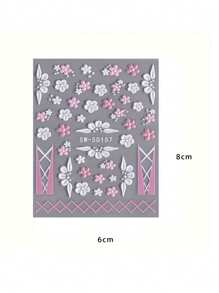 2 Pieces Of Spring And Summer Valentine's Day Pink Love Flower Bow Nail Art Stickers - Pink, White French Sweet Love, Flower And Bow Art Design, 5d Relief Craft, Suitable For Women's Disposable Self-Adhesive Back Adhesive Nail Stickers, Summer Valentine's Day Sweet Style Heart Flower Theme Style, Easy To Stick Nail Decoration Stickers