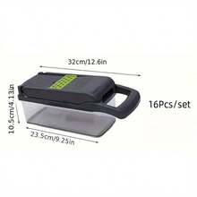 16pcs Vegetable Chopper Multifunctional Slicer, Kitchen Tool For Easy Salad Making With Interchangeable Blades, Party Cooking Gadget