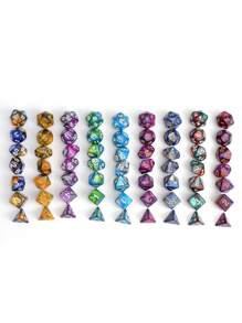 7pcs/Set Fantasy Polyhedral Dice Set For D&D, Coc - Suitable For Over 14 Years Old, Party Game,Tabletop Game, Role Playing Game Dice Set