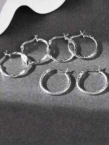 1 对 S925 纯银简约圆形扭曲耳环，优雅编织环状耳环，精致奢华女士礼物 - 麻花 - 查看 10