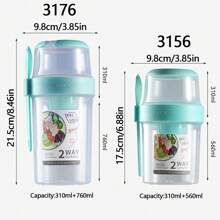 1pc Breakfast On The Go Cups, Salad Cup To Go, Take And Go Yogurt Cereal Overnight Oats Snack Parfait Containers & Salad Dressing Holder With Fork For Lunch, Fruit & Vegetable Jar