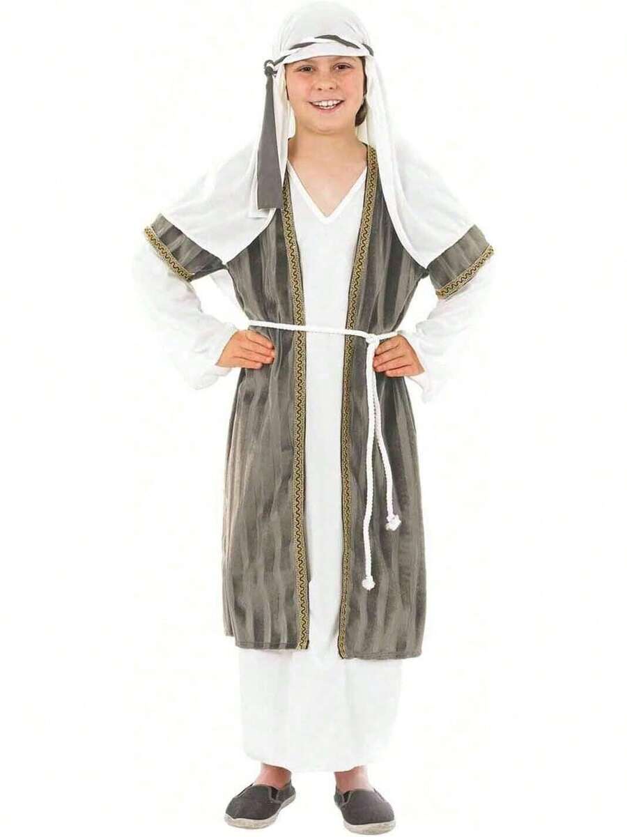Morph Costumes Fun Shack Kids Shepherd Costume - Nativity Innkeeper & Joseph Fancy Dress For Christmas Plays, Holiday Celebrations & Festive Events - Grey - View 1