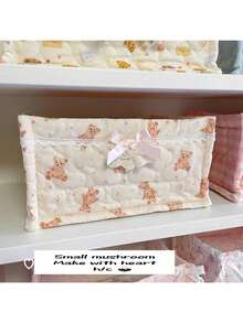 Cute Pink & Blue 3D Lace Satin Storage Basket, Desktop Organizer Basket For Small Items, Lipstick, Makeup Brushes, Skincare Products, Desktop Decor - Multicolor - View 8